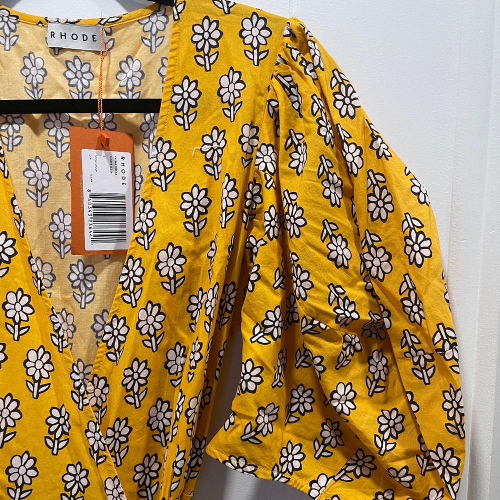 NWT RHODE Fiona wrap dress in yellow daisy